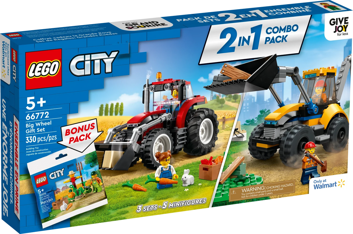Farm City Garden and Boys Great Gift Set, 5 Ages & and Girls Tractor Bonus Wheel 2in1 Construction 66772 Digger Toy Plus Gift for Sets Scarecrow Big Building and up, Pack, LEGO