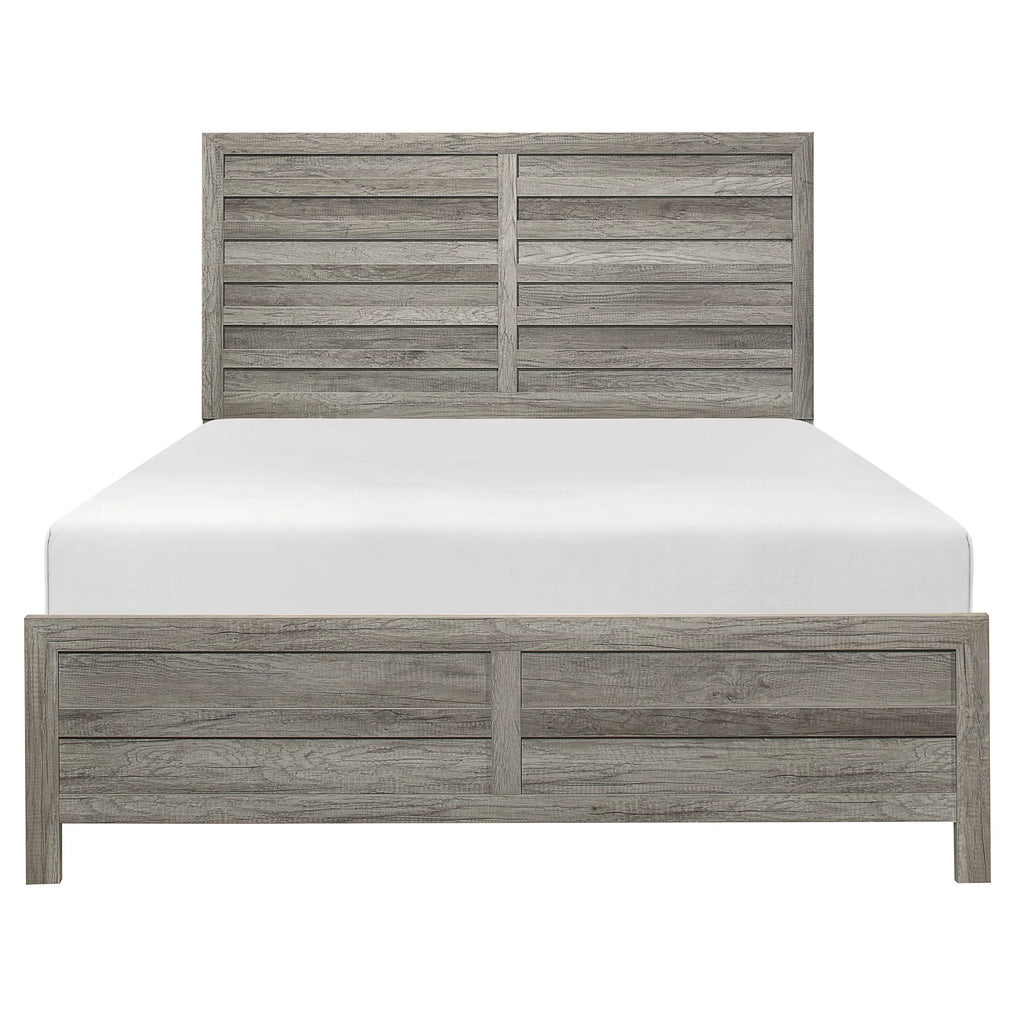 King Finish Eastern Classic Rusticated 1pc Bed Gray design dimension Bedroom Weathered Furniture