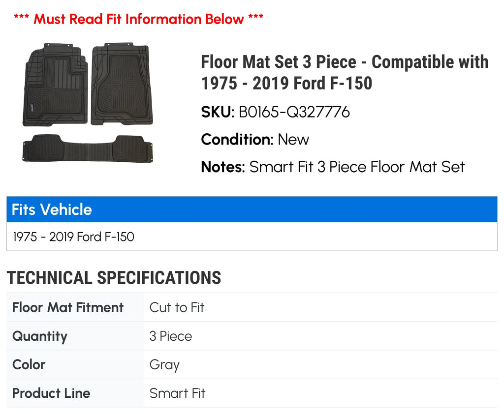 '- 1988 with 1989 3 Set Bronco 1987 - 1984 1985 1986 1990 Floor Piece Compatible Mat II