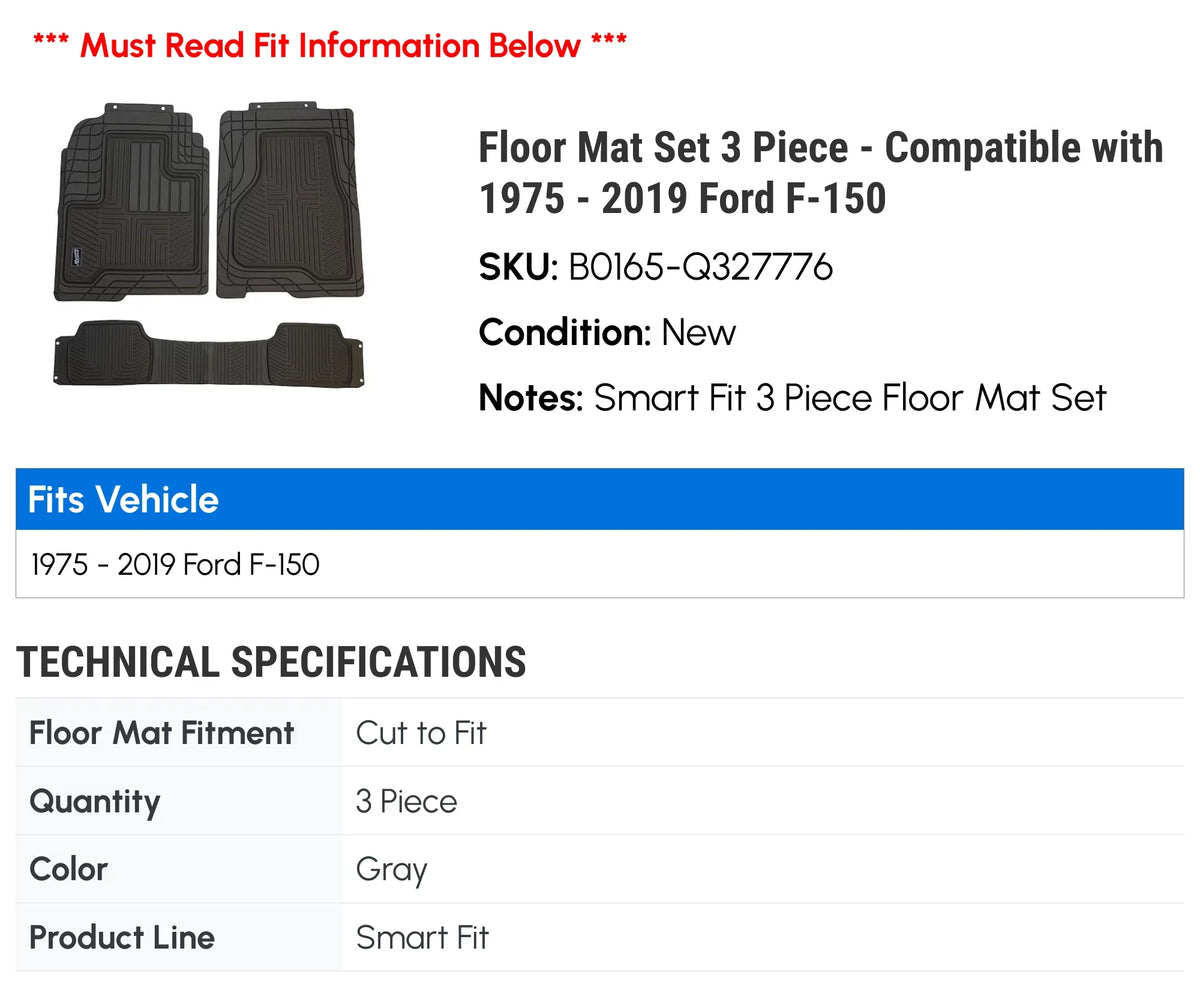 '- 1988 with 1989 3 Set Bronco 1987 - 1984 1985 1986 1990 Floor Piece Compatible Mat II
