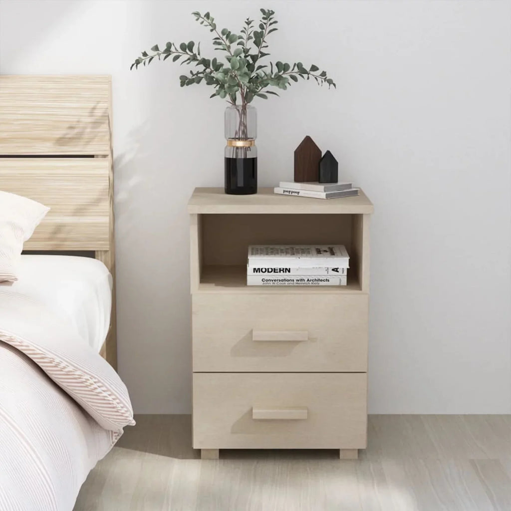 15.7"x13.8"x24.4" Htovila Cabinet Solid Pine Wood HAMAR Bedside Honey Brown