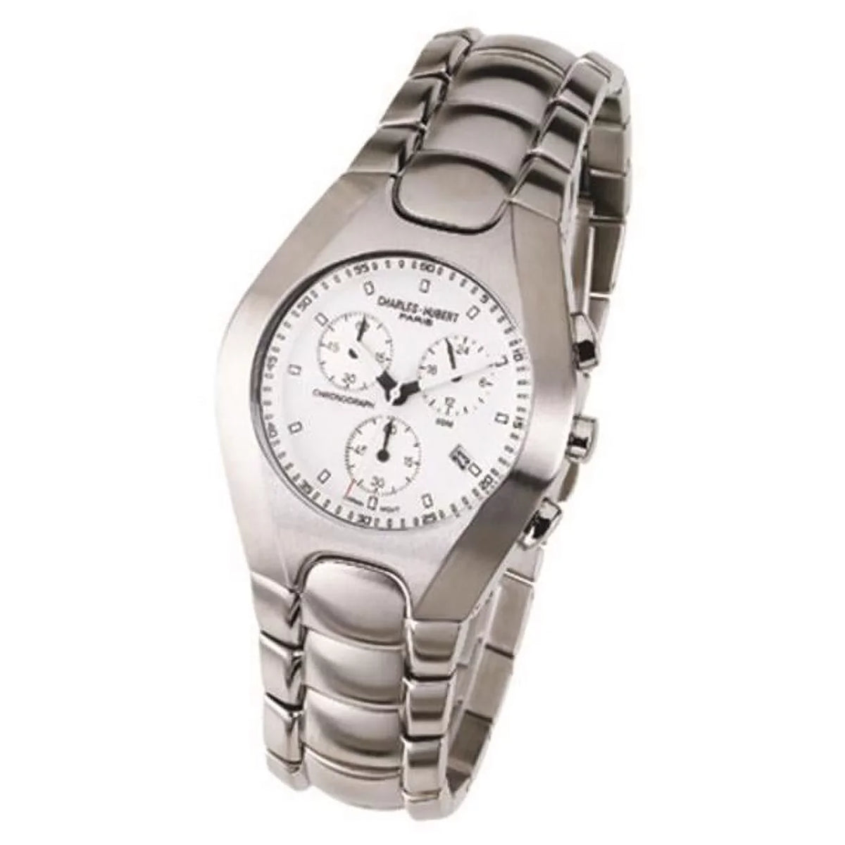 Mens Watch Chronograph Paris Quartz #3573-W Steel Stainless Charles-Hubert-