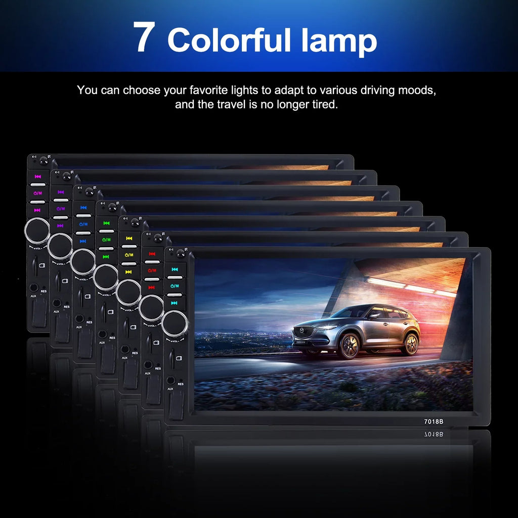 MP5 Touch Camera Car Inch with Player, HD 2 Double Reversing Video Player Car Screen Bluetooth Backup Radio Stereo Din 7 1080P