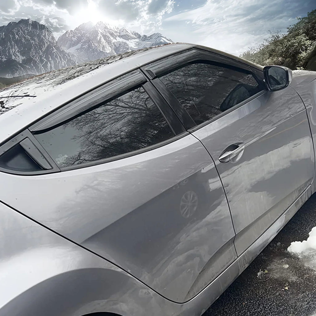 Window Outside Mount 4Pc 2018 Visor Set Guard 2013 2015 2017 Veloster 2016 Hyundai Compatible Rain 2012 Deflector Ikon 2011-2018 Motorsports with Vent 2011 2014
