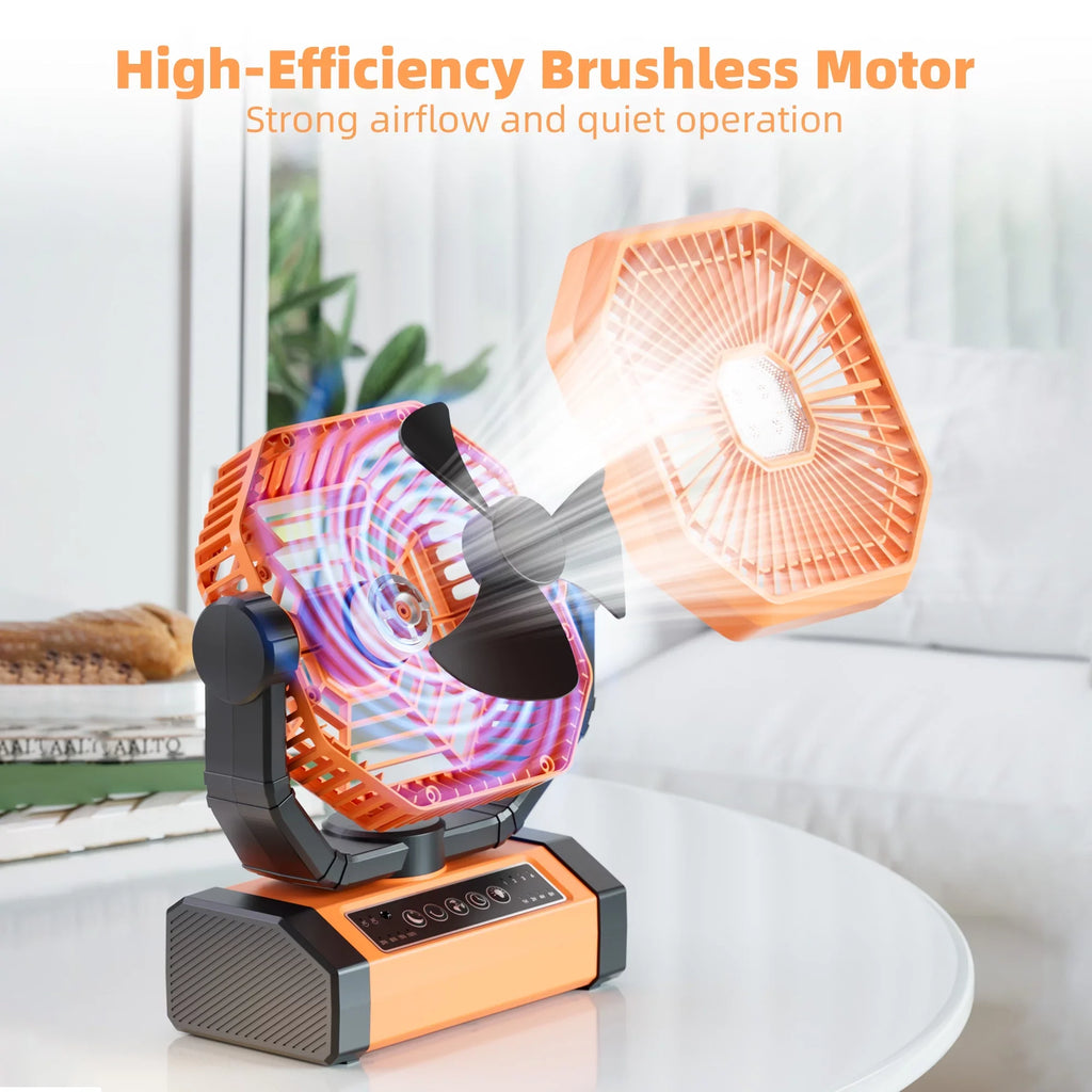 exterior LED Brushless Garage Timer, Portable Motor, MORIKO Patio Battery Fan Rechargeable Lantern, 20000mAh Remote, 270° Powered Ventilator Pivot 4 90° Jobsite Oscillating Fan Cordless w/ Speed Hook,