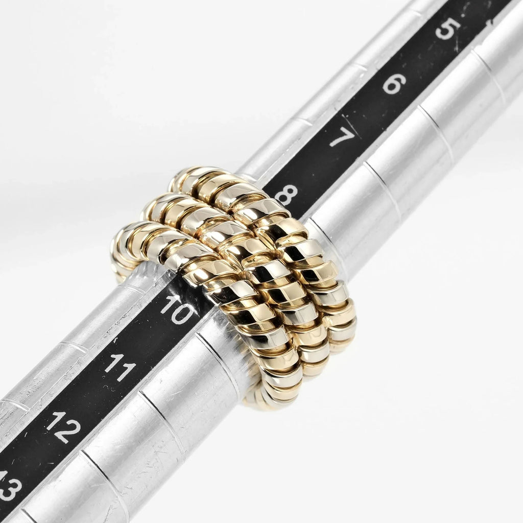 YG BVLGARI (Good) Pre-Owned WG 9 White Bulgari Ring Gold No. K18 3-row Yellow 14.53g Tubogas