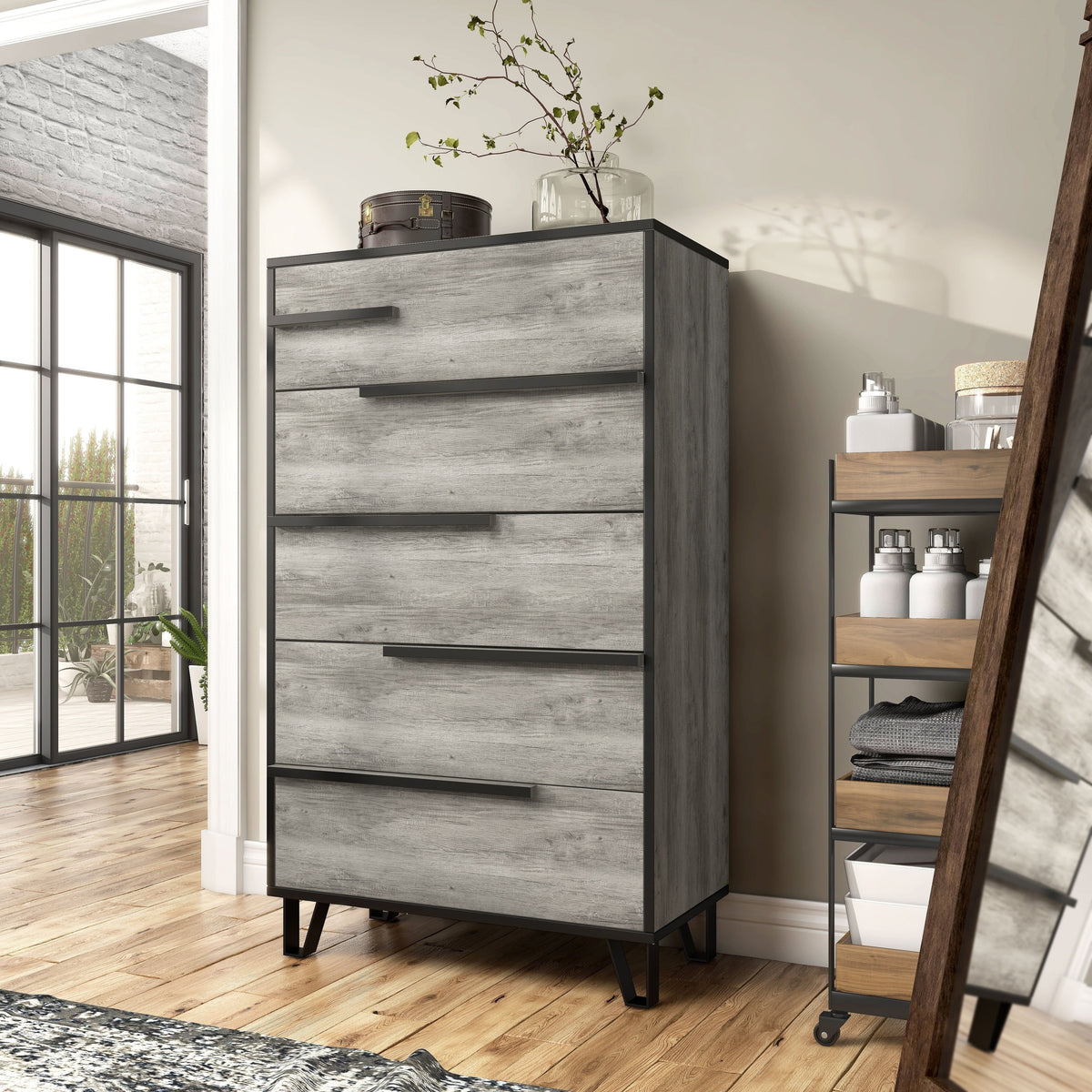 Vintage Denhour BASIC Chest Grey Oak DH by Modern 5-Drawer