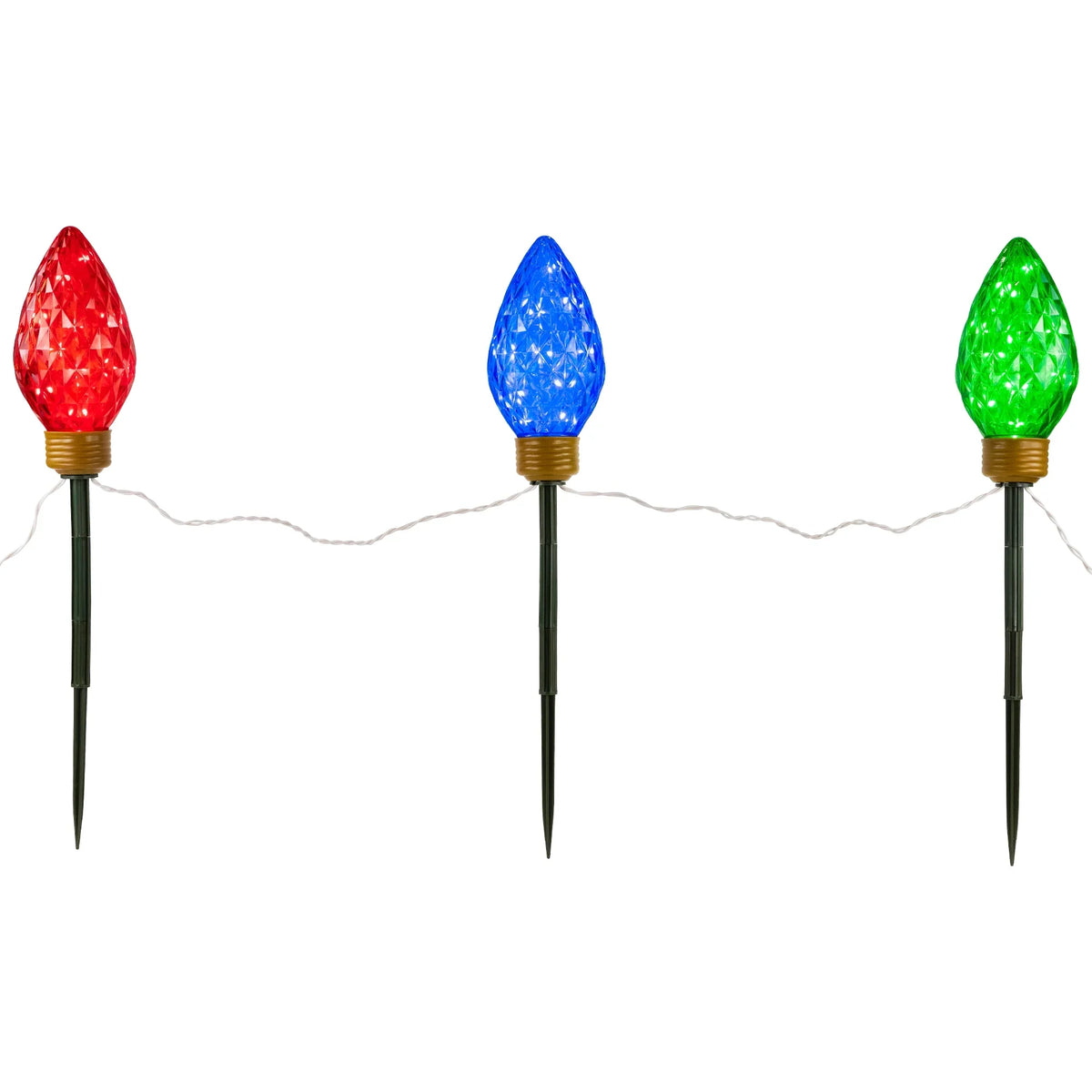 Multi-Color Lawn 3ct C9 Lighted Marker 3 Northlight LED Christmas Stakes Pathway ft -
