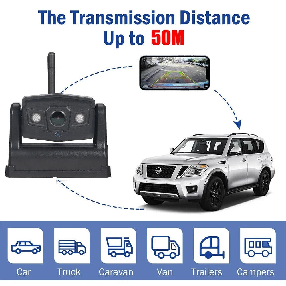 Magnetic View Camera Front/Rear WiFi Battery Backup Camera, JLLOM Wireless 9600mAh