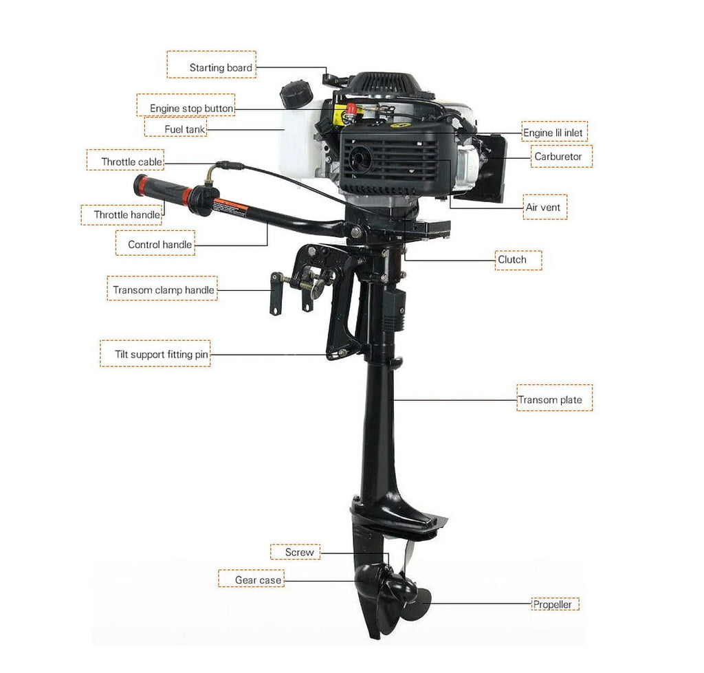 3.6 Air HP 4 Motor With System Stroke Cooling Engine Machine 55CC Boat Outboard