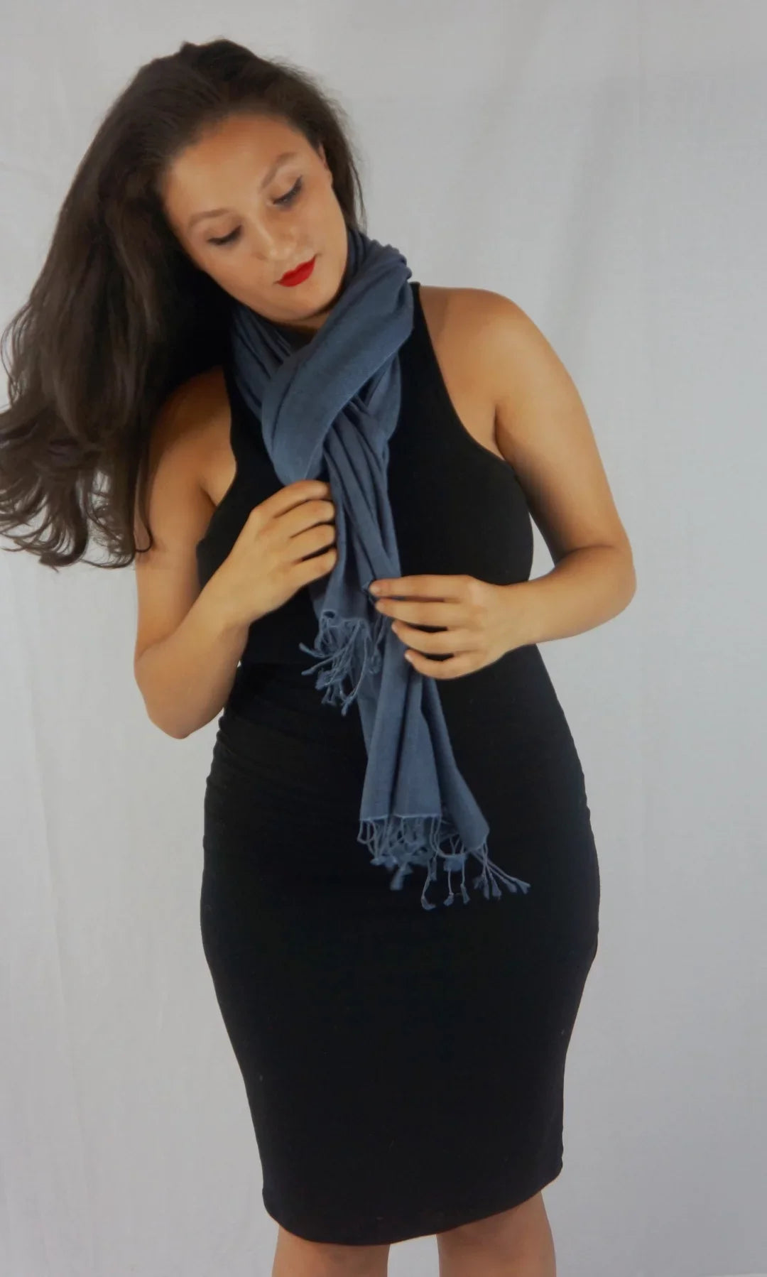 Grey Shawl/Shawls/Scarf/Scarves/Wrap/Stole/Muffler/Cape/Ruana/Blanket/Throw/Pashmina Shawl/Cashmere Shawl) (Slate Scarf/Wool/Silk Regular