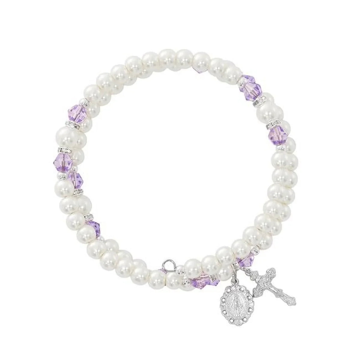 Stretch Amethyst Pearl BR7AM Mcvan Crystal Beads Bracelet & June