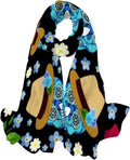 Girls Silk for Lightweight Long Hyjoy Feather Scarves Skull Scarf Neck Shawl Ethnic Women Wrap And