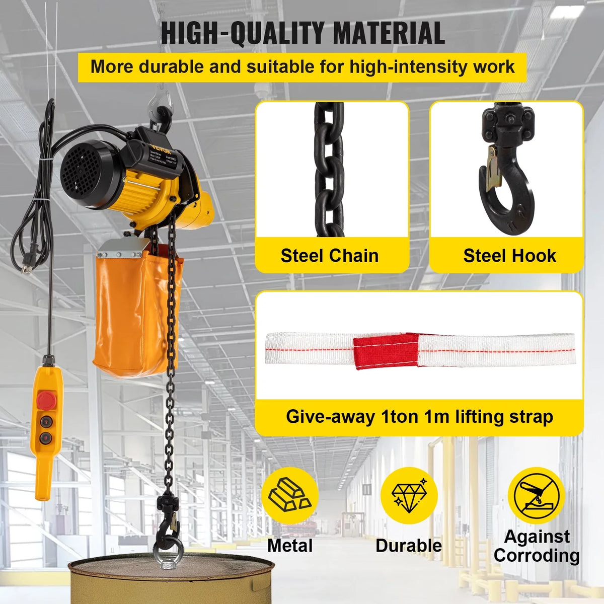 lbs Pulley Remote Ceiling Electric Used Winch Control, Overhead 10ft Height, of Hoist, Lift Crane 14.8ft w/ In Winch Factories, Garage VEVOR 1100 Warehouses, Wired Electric 110V Construction Lift