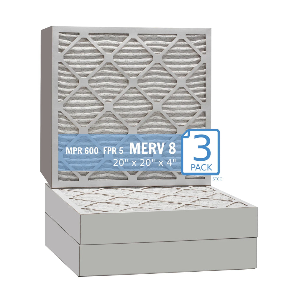Pack) (3 Filter, 8, Pleated 20x20x4, MERV Surface Purolator Extended Hi-E Air Mechanical 40