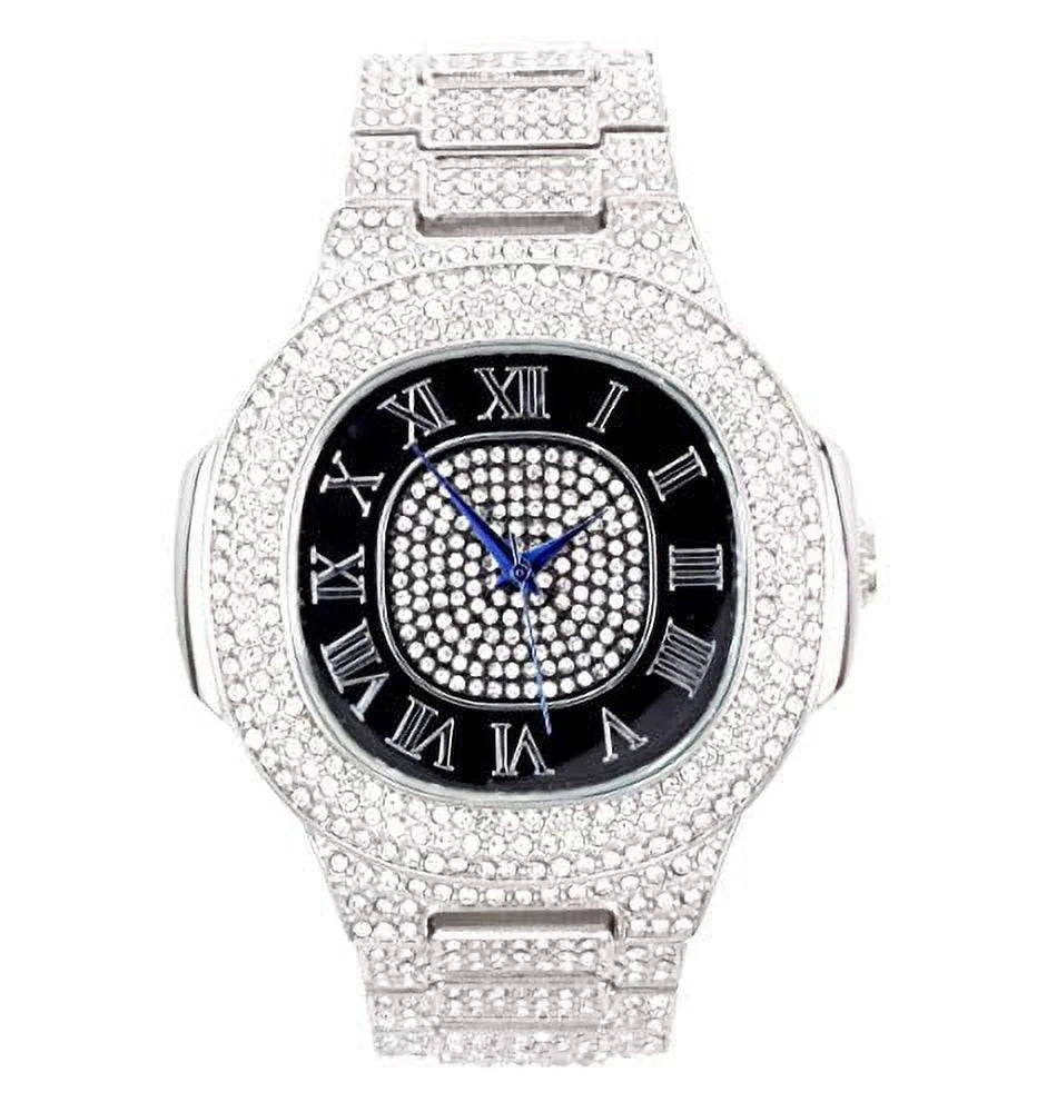 Metal Bling-ed Oblong 8475Color - on Out Mens Black) Silver (ST10235SDR# Color Watch Blast