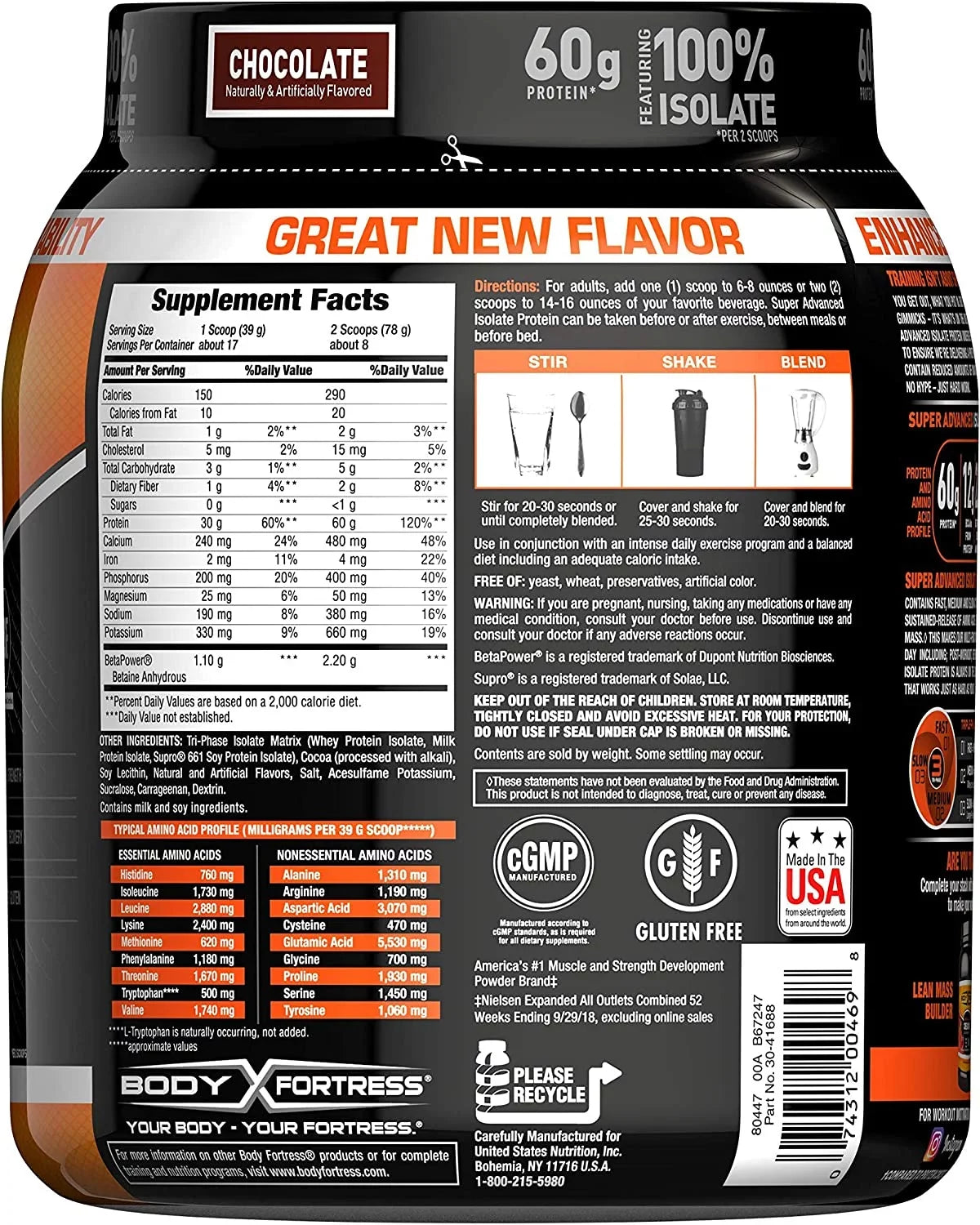 Fortress lbs 1.5 Chocolate, Powder, Isolate Protein Advanced Body Super Gluten Free, Vary) May (Packaging Whey