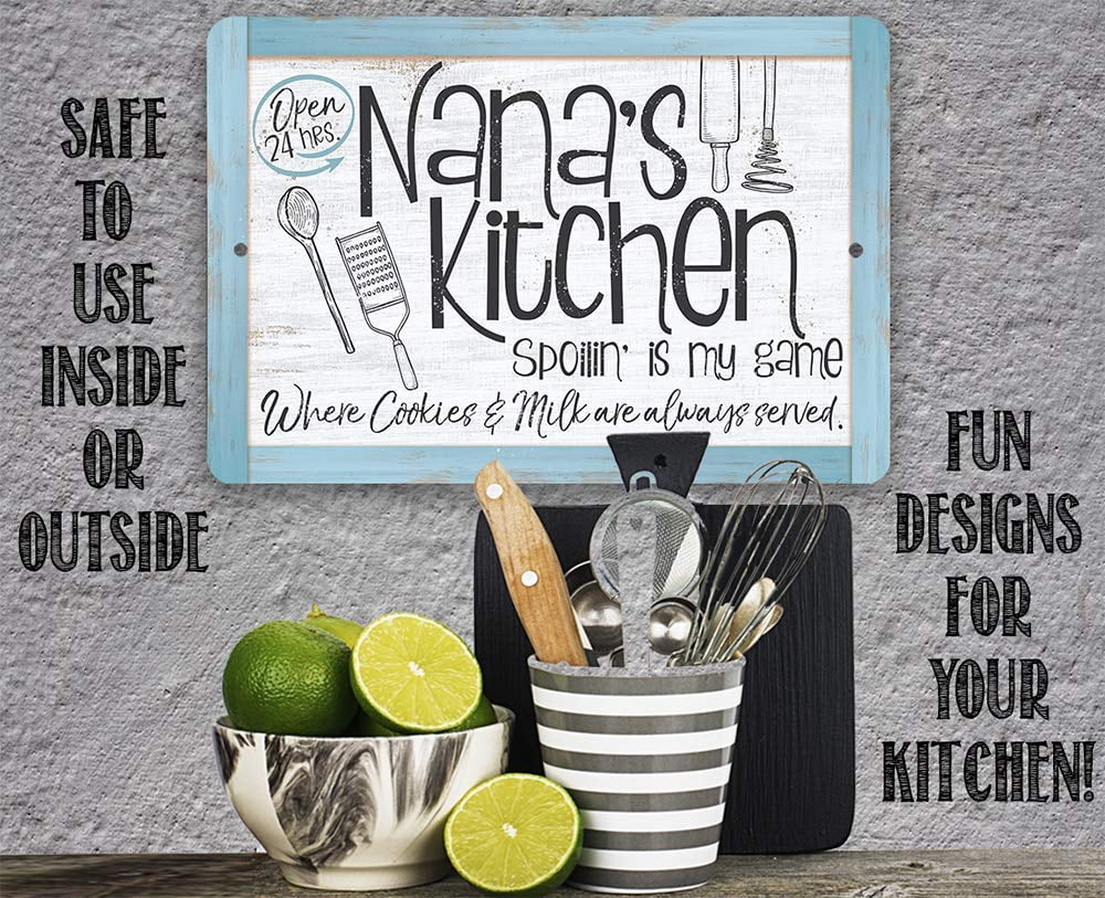 Decor - Durable $25 Kitchen Gift Metal Sign 18") Metal x a (12" - Kitchen - Sign Makes Nana's - and Great Under Use Indoor/exterior Housewarming