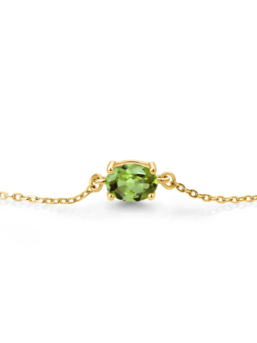 Peridot 7x5mm) Stone Cttw, Silver Cut Gold Women For Plated King Yellow (0.90 Bracelet Oval Green Gem Solitaire 18K