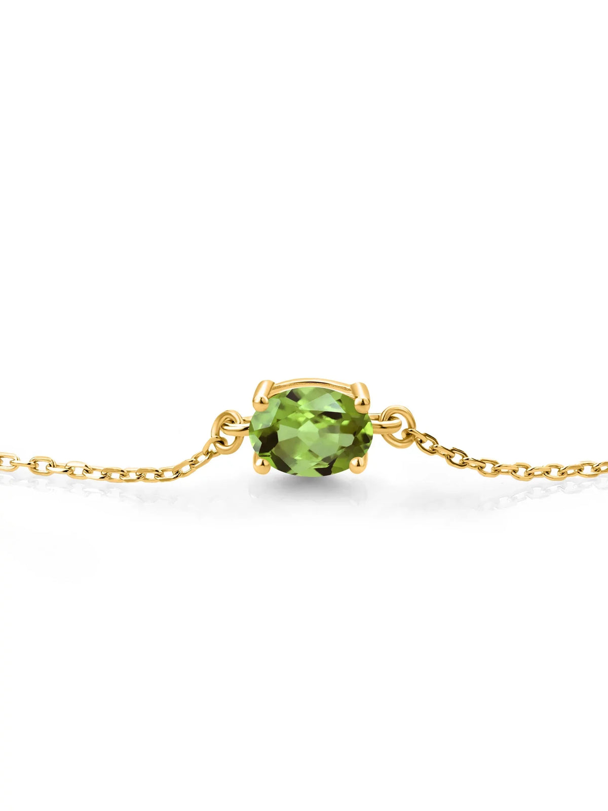 Peridot 7x5mm) Stone Cttw, Silver Cut Gold Women For Plated King Yellow (0.90 Bracelet Oval Green Gem Solitaire 18K