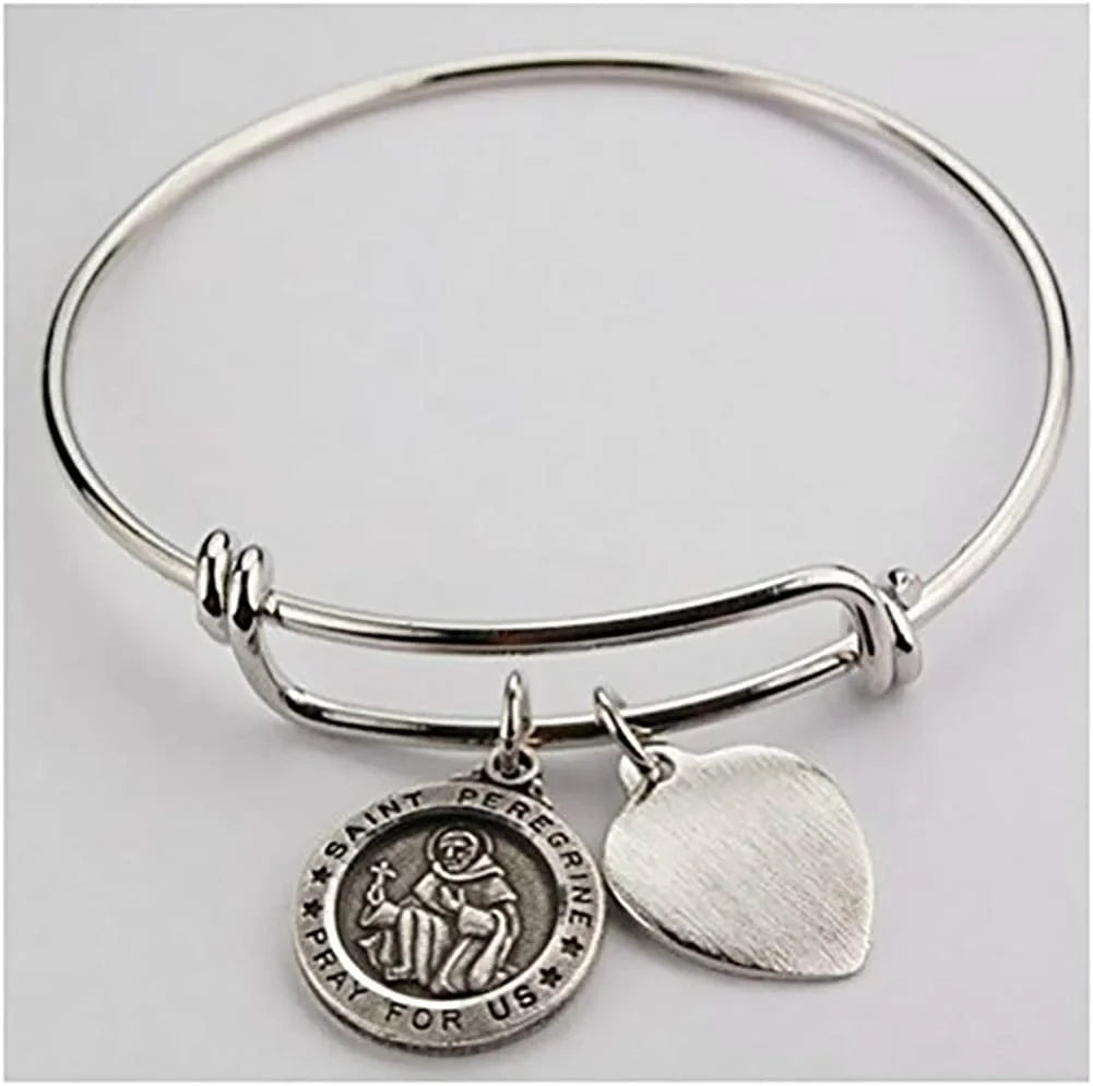Cancer Saint Bracelet Adult Peregrine Pewter St 2 3/4" Diameter Patron Medal