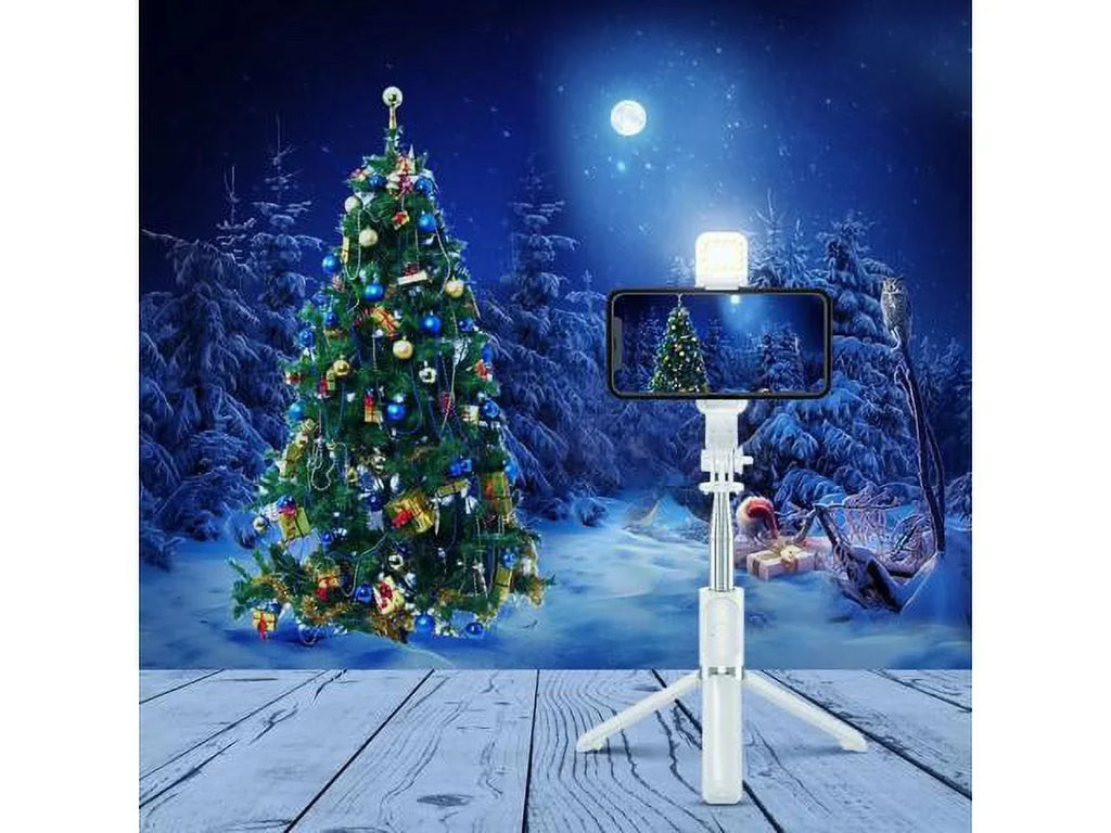 Cell LED Tripods and Q02s) (White, Phone Selfie Tripod Extendable Remote, Compatible with Ring Android Stick Model Light, with with iPhone Remote