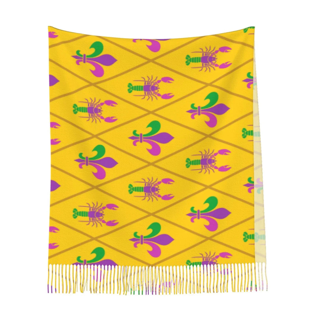 Scarves Cashmere Bingfone Shawl Print and Art Gifts- Wrap Crayfish de Fleur Winter Mardi Elegant Scarf lis For Soft Gras Large Feel Warm Women