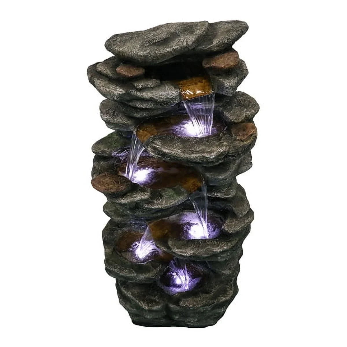 Decor Tranquility LED High 40inches for Home Yard Soothing Fithood Cascading exterior Rocks Garden, with Lights, Waterfall