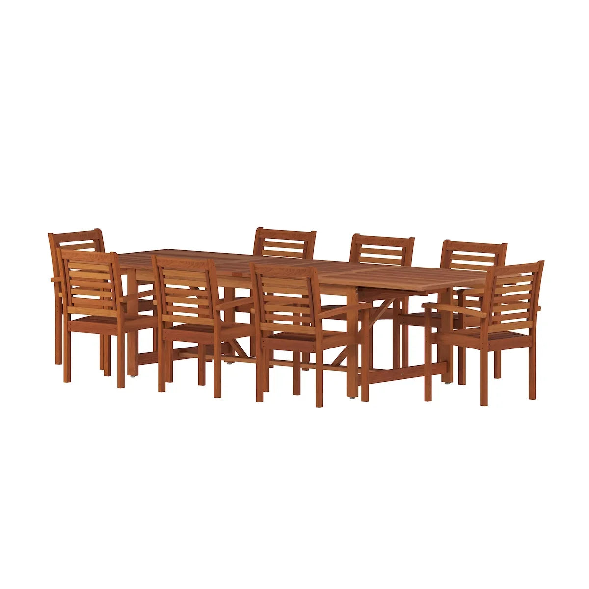 Brooks Eucalyptus Seating Set, Patio Capacity: Rectangular 9-Piece Amazonia 8 Extendable Dining