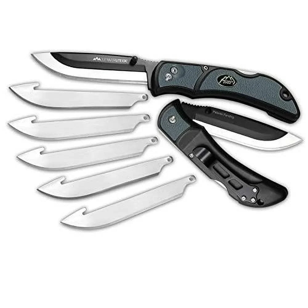 3.5" 420J2 RLY50C Stainless EDC Black, Edge Inserts Drop Tanto Point Polymer Razor-Lite Gray exterior Steel