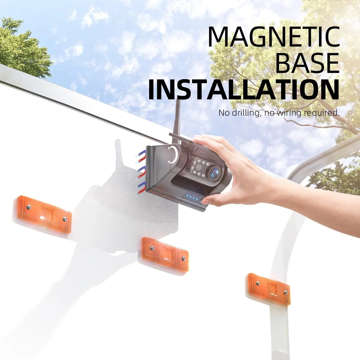 Installation No Min Backup DIY Camera 5'' 1 1080P Magnetic Waterproof X5 Wireless Drilling eRapta Solar Monitor HD