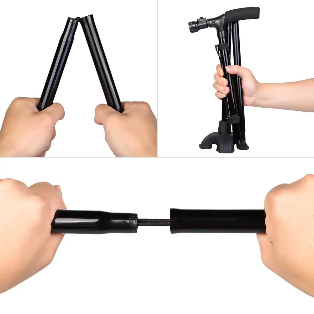 and Adjustable Stick Cane Light,Cushion Collapsible Handle Hiking Folding LED Travel Walking Women with for Folding Men