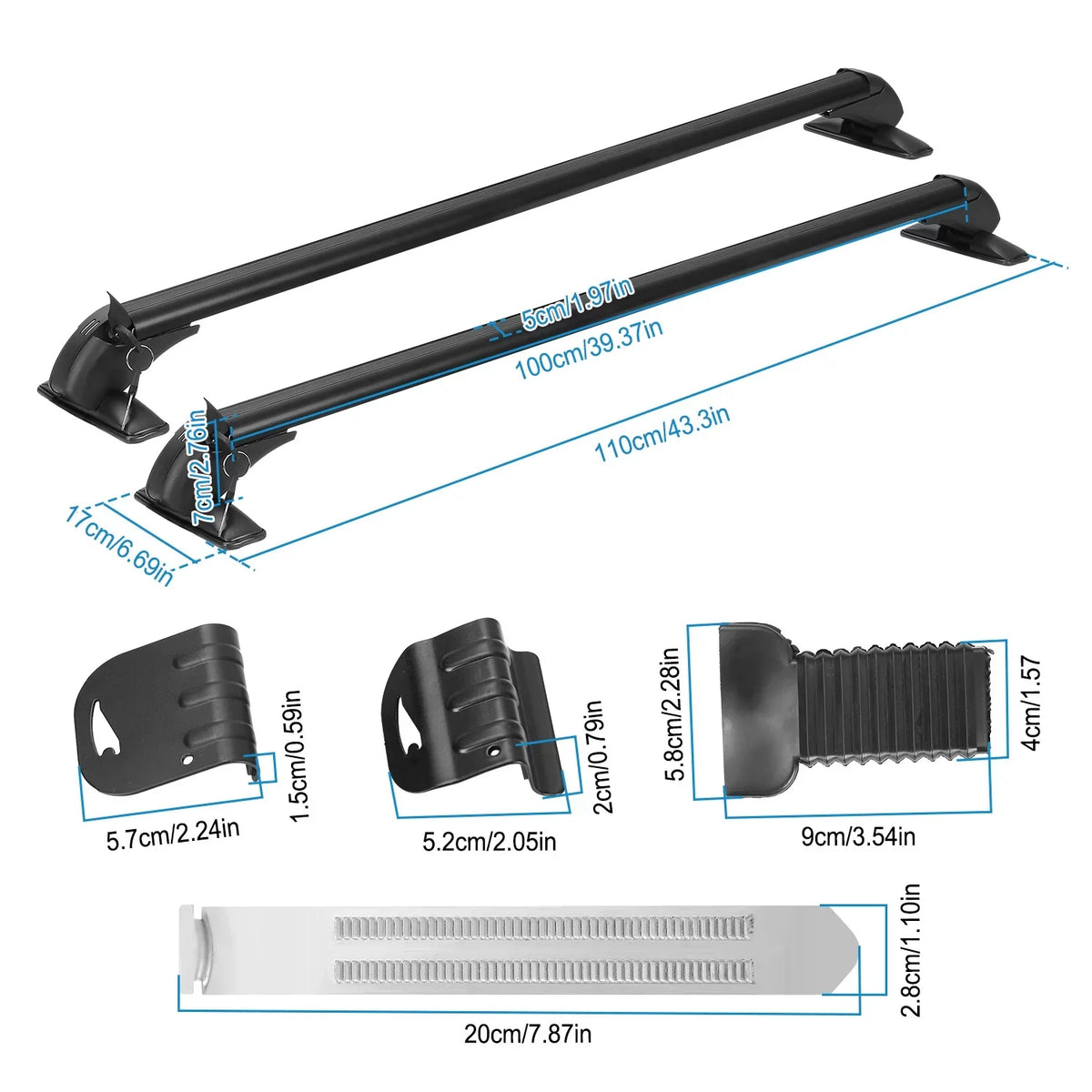Roof for Luggage-2 Kayak Crossbar Anti-Theft Car Frame Universal 43in Rack Bike Pieces Lock Window Adjustable Cargo Cross with Bar, Hooks