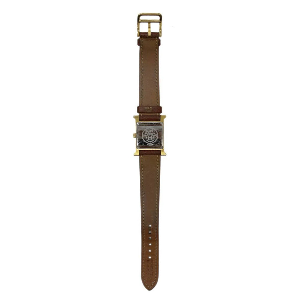 □G (Good) White Quartz Watch Pre-Owned Hermes Ladies H HH1.201 Dial: Brown HERMES x Gold