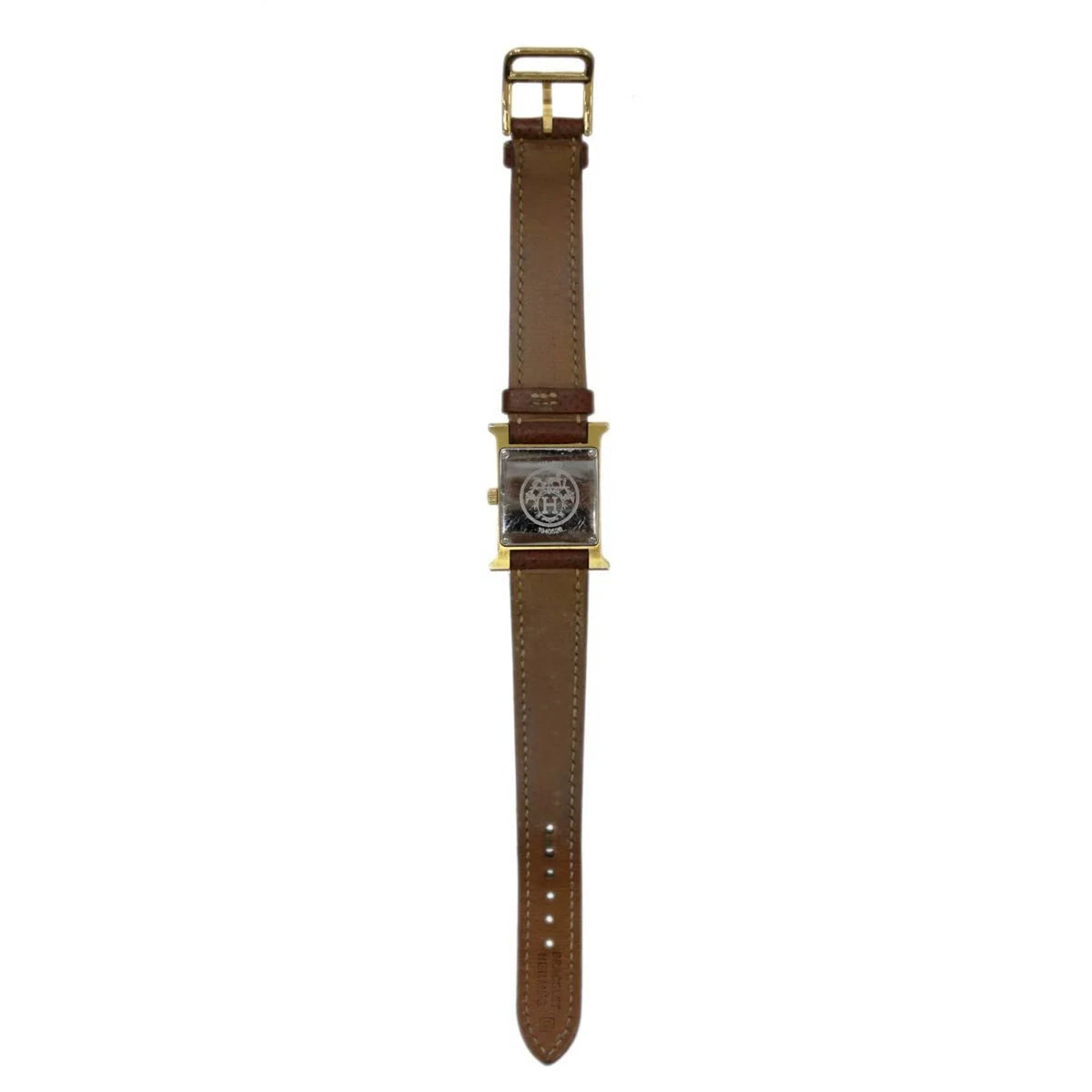 □G (Good) White Quartz Watch Pre-Owned Hermes Ladies H HH1.201 Dial: Brown HERMES x Gold