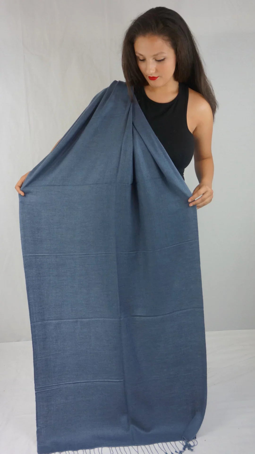 Grey Shawl/Shawls/Scarf/Scarves/Wrap/Stole/Muffler/Cape/Ruana/Blanket/Throw/Pashmina Shawl/Cashmere Shawl) (Slate Scarf/Wool/Silk Regular