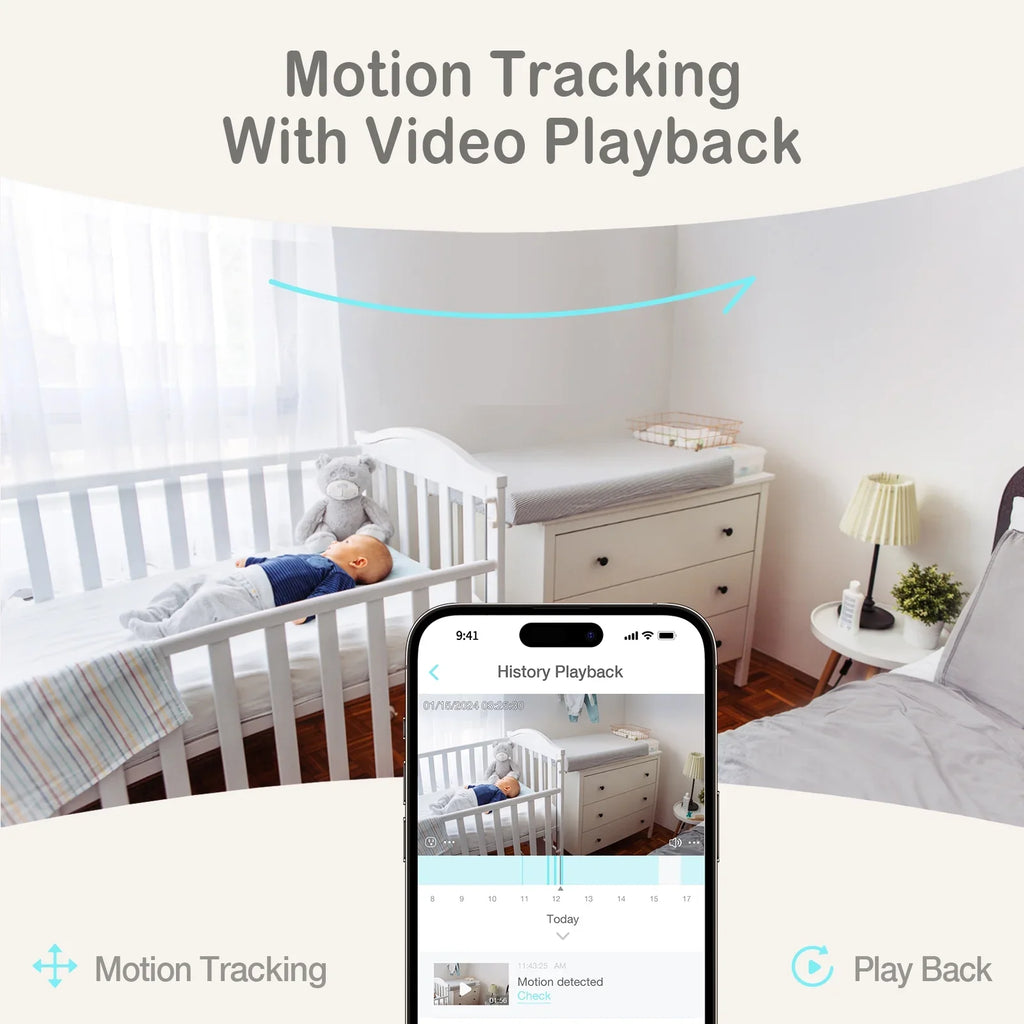 Pan-Tilt-Zoom, No Smart Zone Talk, 2-Way Background Sense-U with Detection, Monitor(FSA&HSA Eligible) Video Night Vision, Fee, Person/Baby Baby Activity Audio, Monthly Crying 2K Sound/Motion