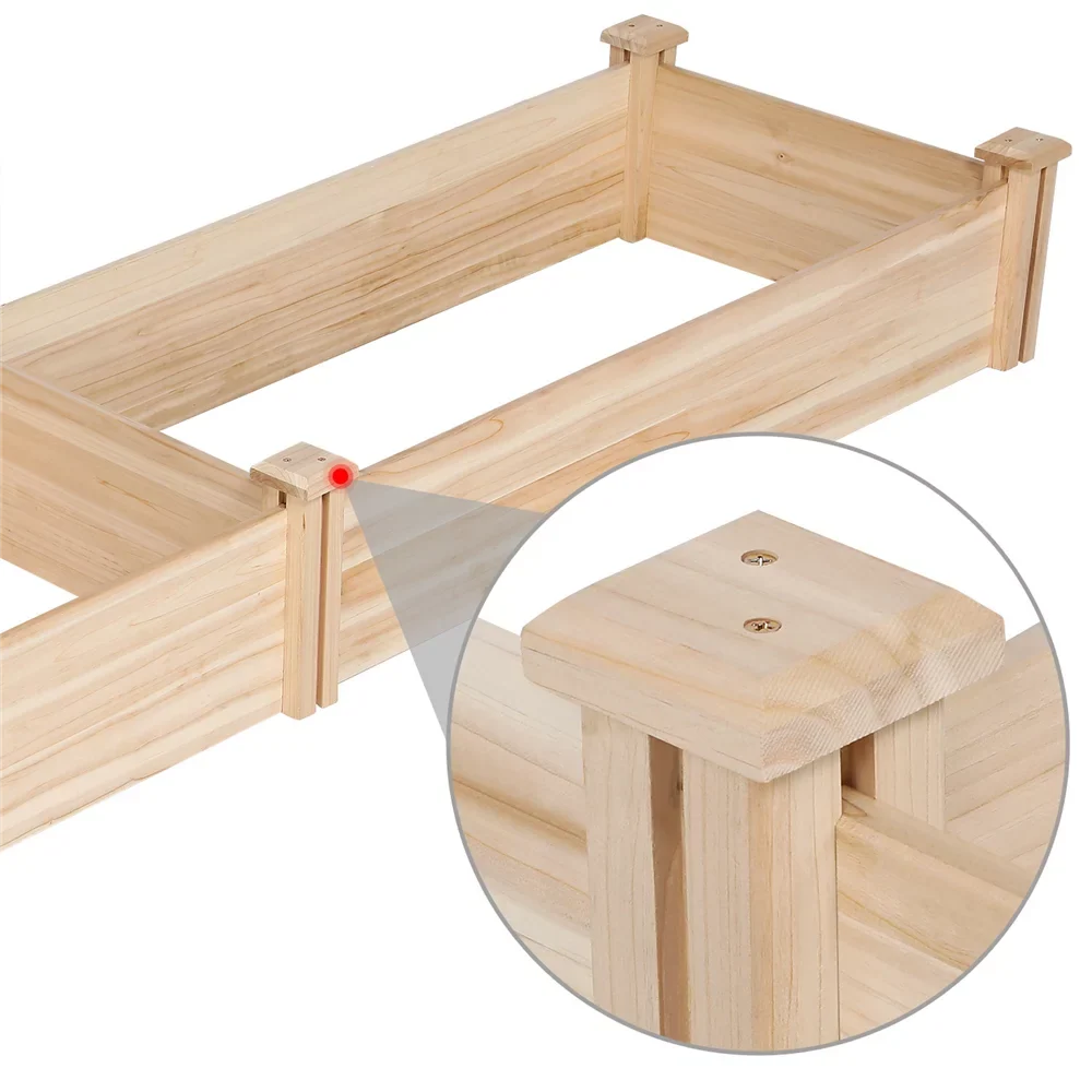 Easyfashion (L 24.6 Wooden Raised x x Garden Wood W Bed, x 10.6inch H),Natural 96.7 x