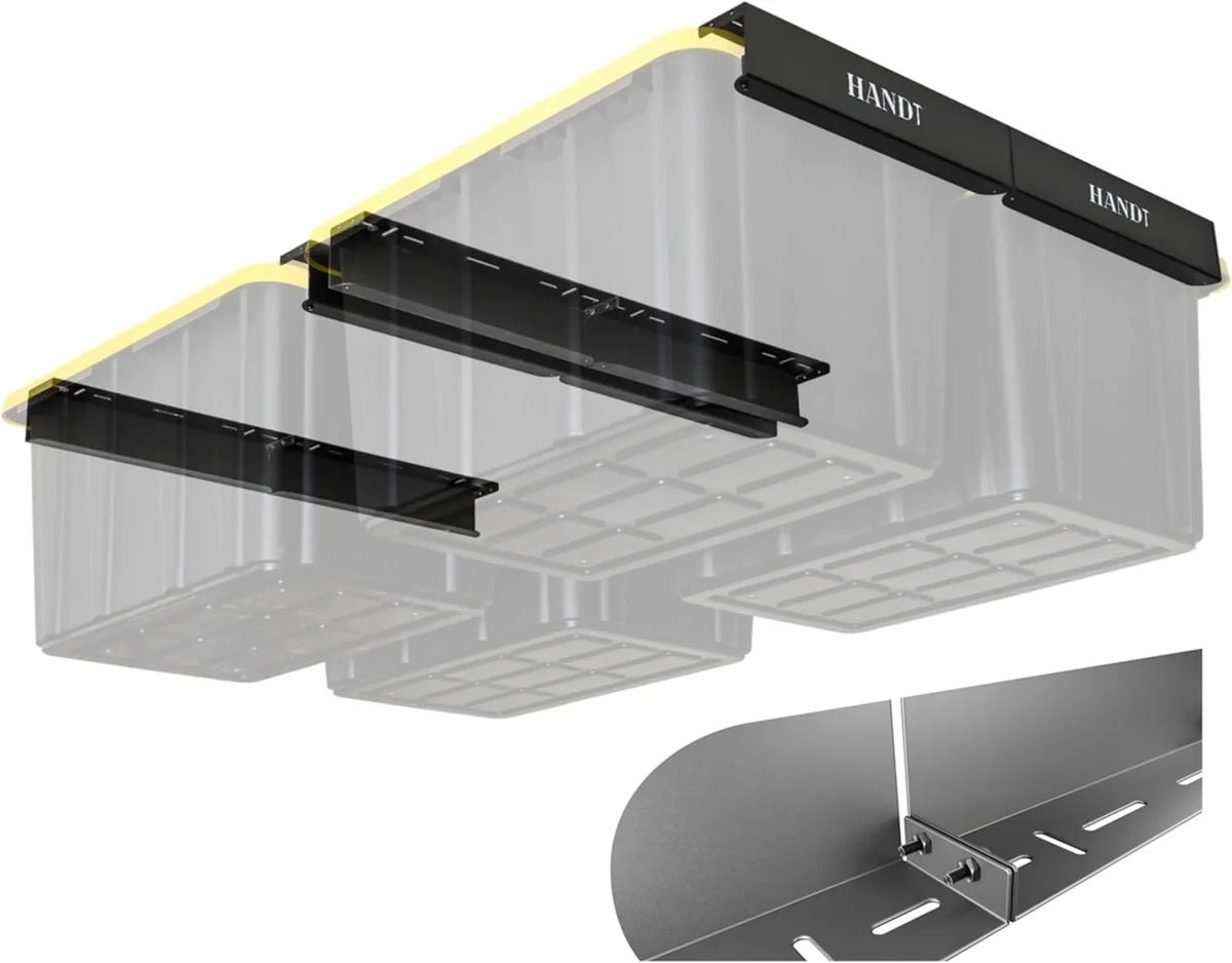 Rack Metal Sets) For Organization Racks, Rack, Ceiling (Black, Storage Garage System, Bin 4 Supports Heavy Overhead Container, Bins Duty Most