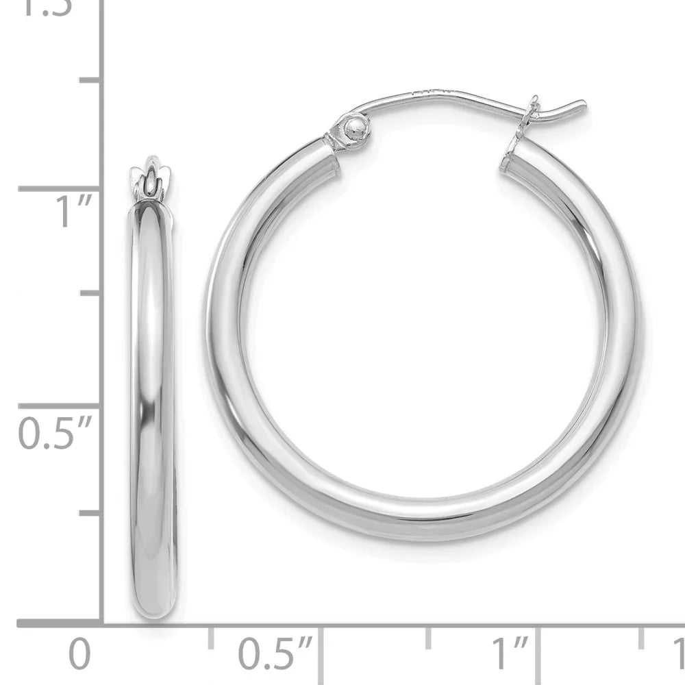 2.5mm Adults for for White Men Lightweight 14kt Earrings; and Women Hoop and Teens; Polished Tube Gold Real