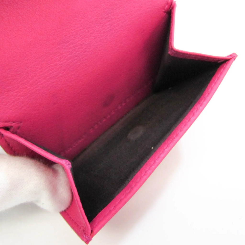 Leather Mini (tri-fold) (Good) Pink Pre-Owned Wallet Women's Papier 391446 Wallet Balenciaga