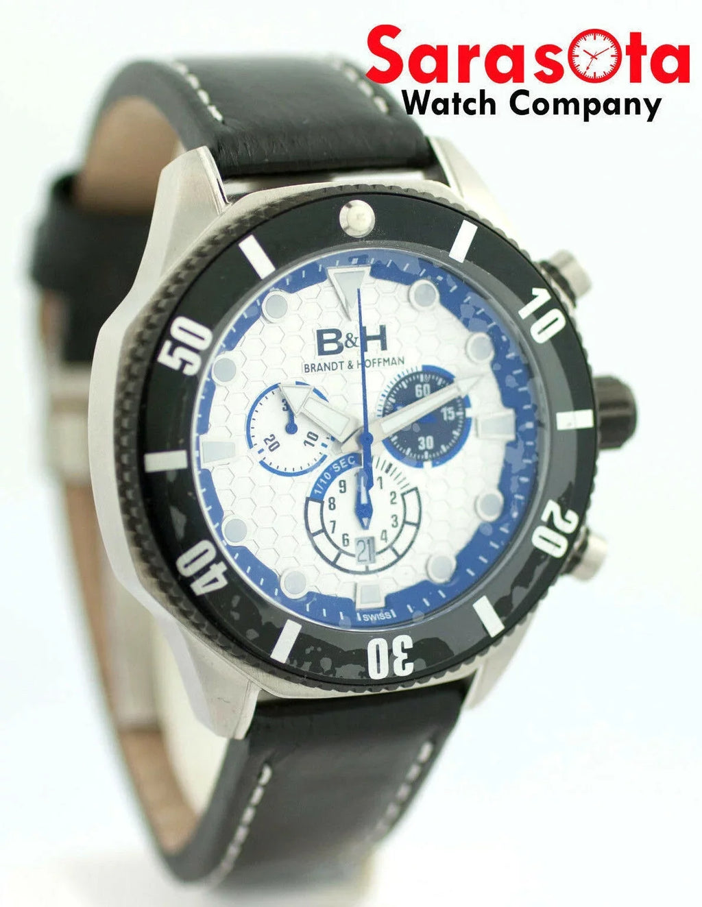 &amp; Watch Leather Quartz Chronograph Men's Dunbar Brandt 14060 B&amp;H Swiss Hoffman