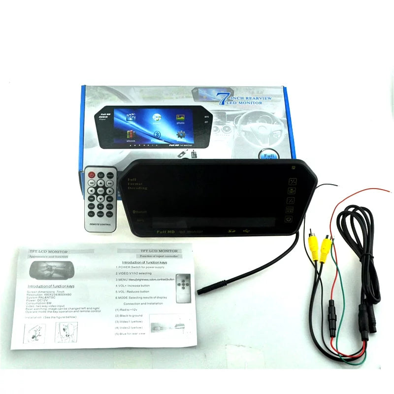 Photo Full with Mp5 FM Display Slot Car RearView Monitor TF inch Car 7" Built-in USB Bluetooth LCD HD Mirror TFT