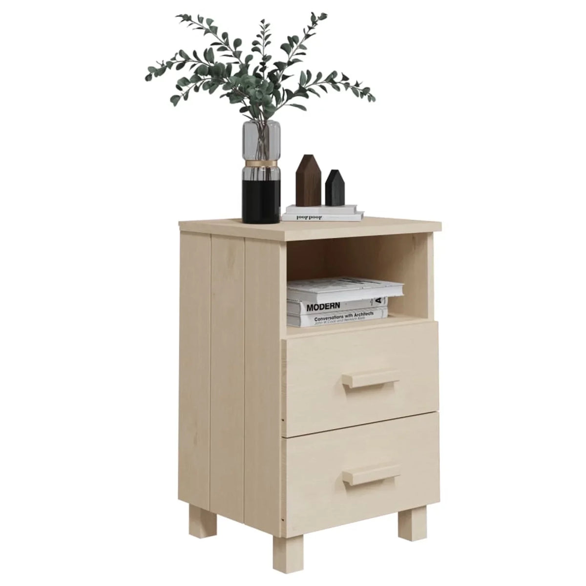 15.7"x13.8"x24.4" Htovila Cabinet Solid Pine Wood HAMAR Bedside Honey Brown