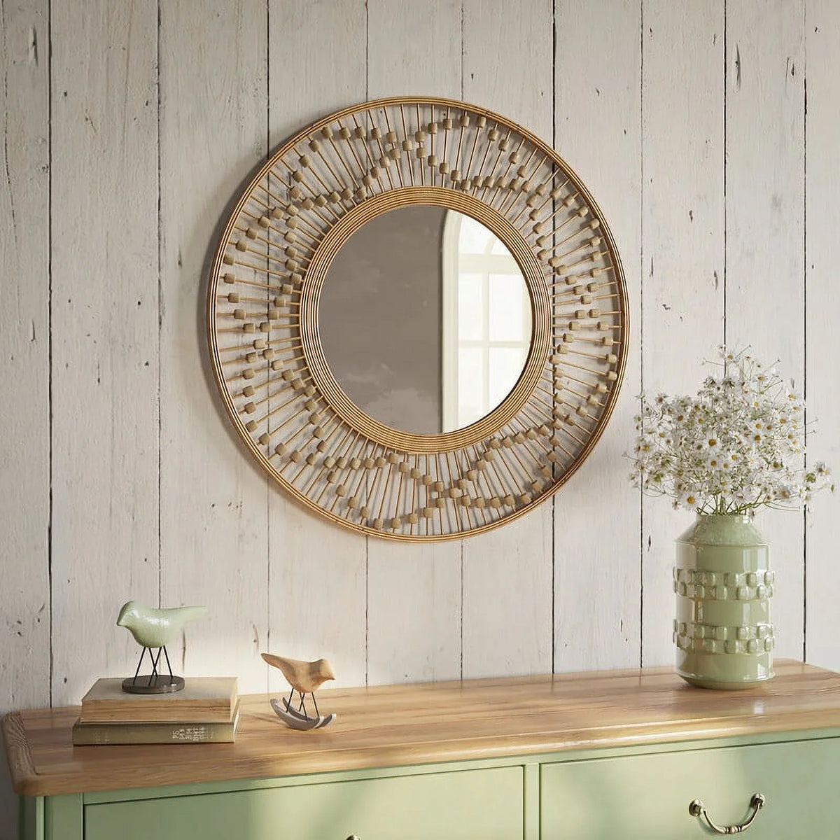Mirror Round Wall Sahara Frame Sunbeam Bamboo Wide