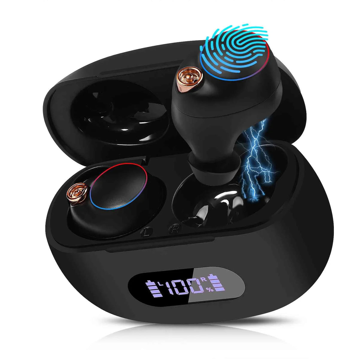 Bluetooth Black, 5.2 Lenovo with Note Compatible Bass Charging Wireless Earbuds Connect, UrbanX Connection, Case, liquid Dual Balanced, Boost Bluetooth Resistance, K10 + IPX5 True