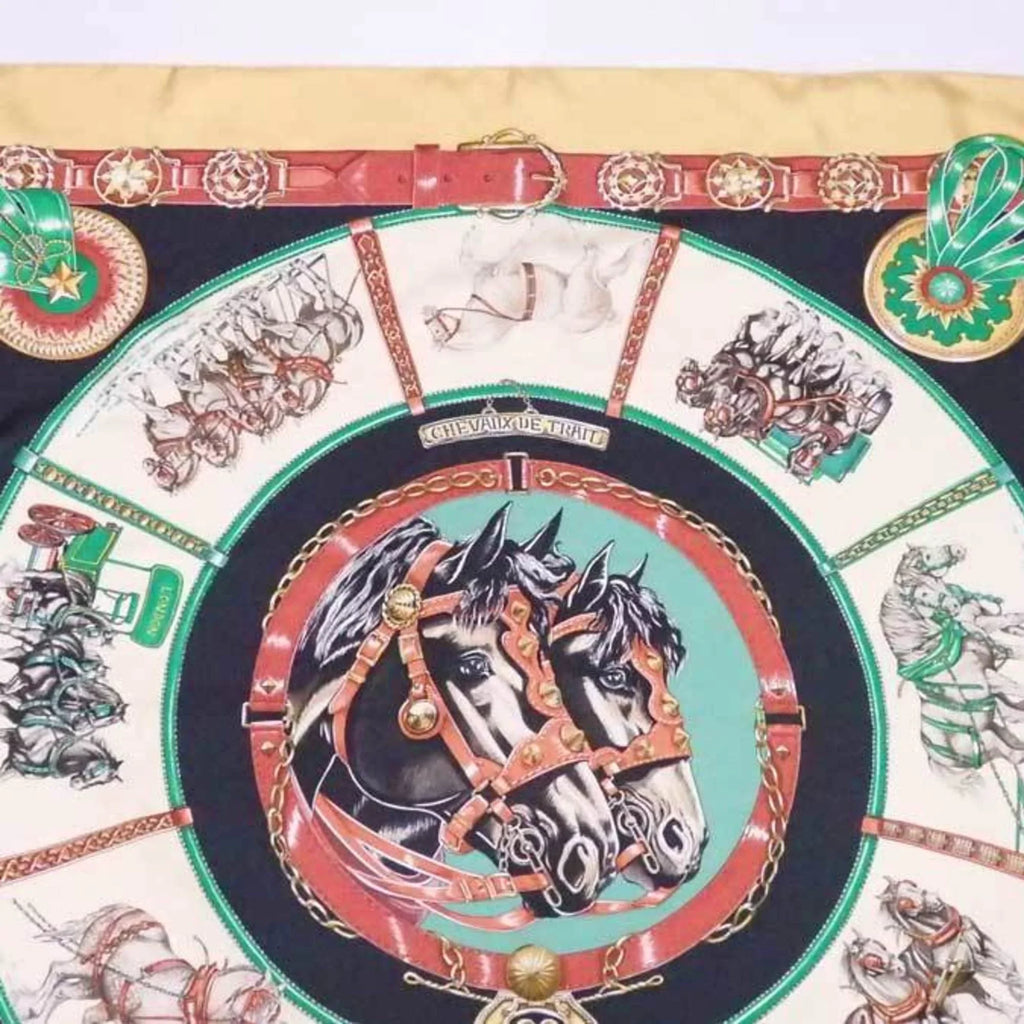DE 90 (Good) HERMES TRAIT ladies CHEVAIIX scarf Pre-Owned silk Hermes Carre multicolor
