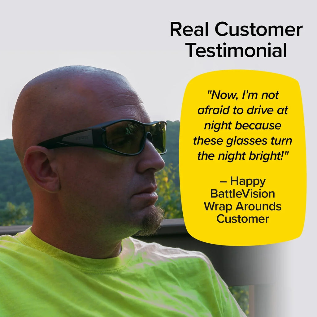 Glasses, Vision BattleVision Driving Wraparounds Green Night AS-SEEN-ON-TV Night