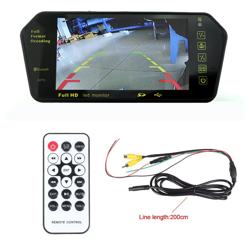 Photo Full with Mp5 FM Display Slot Car RearView Monitor TF inch Car 7" Built-in USB Bluetooth LCD HD Mirror TFT