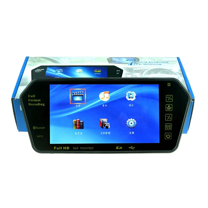 Photo Full with Mp5 FM Display Slot Car RearView Monitor TF inch Car 7" Built-in USB Bluetooth LCD HD Mirror TFT